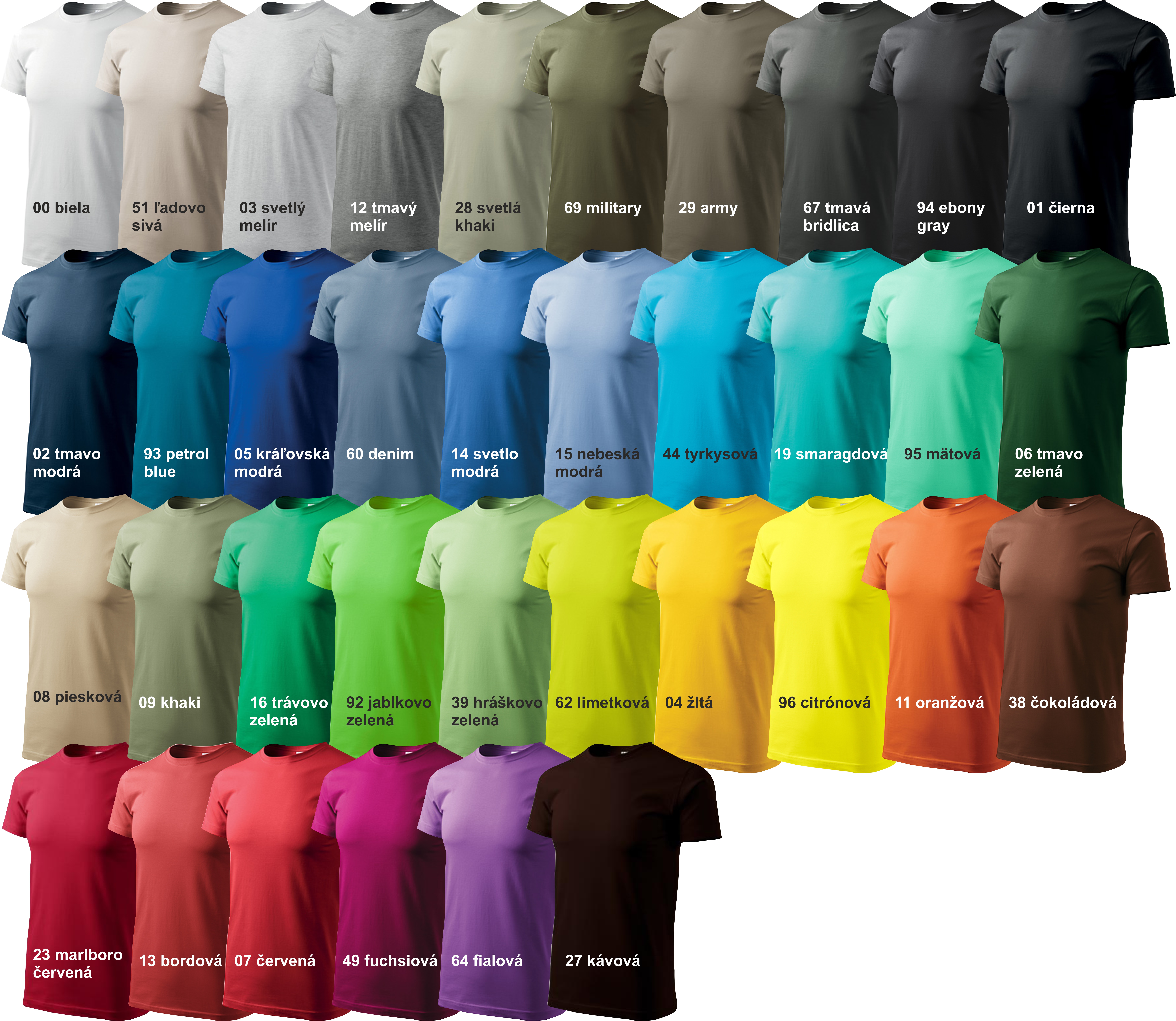 Farby tričiek: